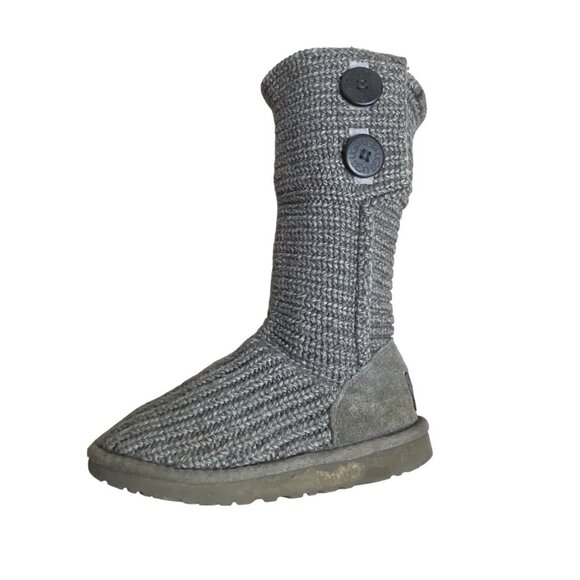 Ugg Youth Kids Girl Grey Wool Convertible Winter Boots Sz 1 - Picture 7 of 10